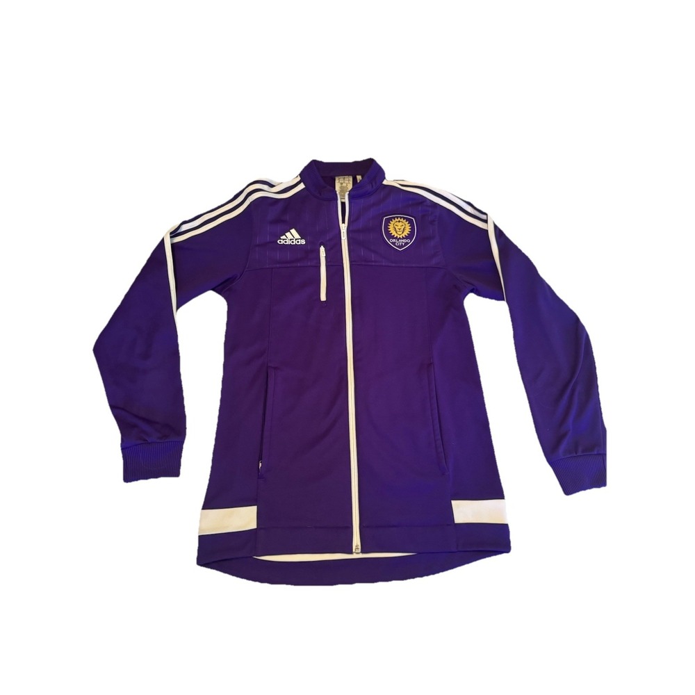 Orlando City Jacket Men's Medium Full Zip Warmup MLS Soccer Adidas Purple Preown